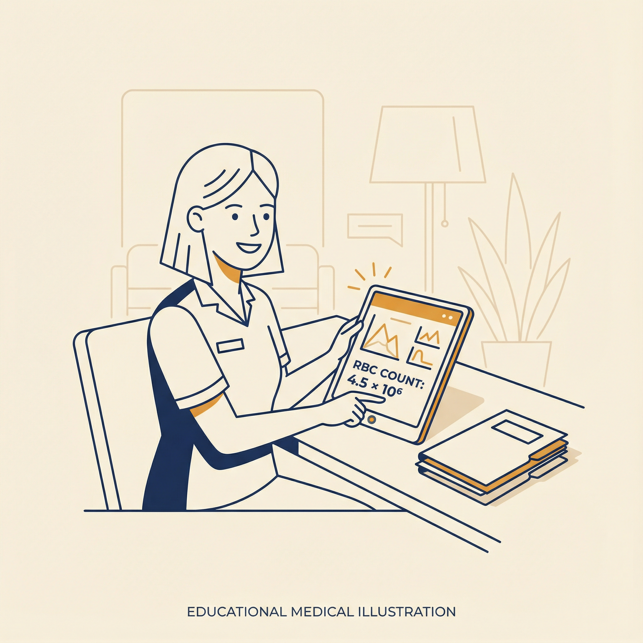 Nurse reviewing scientific notation on tablet